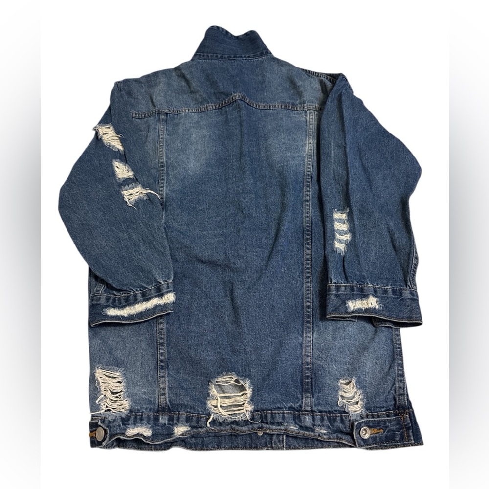 Distressed Denim Jacket With Multiple Pockets - image 8